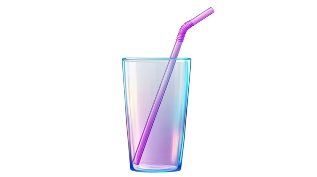 Colorful plastic or paper drinking straw straight and bent versions for beverages isolated on white background