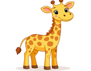 Obraz premium - Whimsical Giraffe Illustration with Oversized Eyes and Playful Expression, Transparent Background