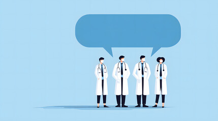 Medical Team Communication with Speech Bubbles – Vector Illustration