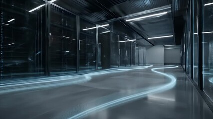 Modern Data Center Server Room Digital Information Flow - Powered by Adobe