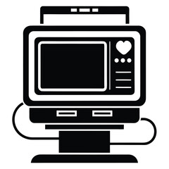 Medical Monitor Icon Graphic Showing Heart Rate Data and Patient Vital Signs Monitoring Equipment