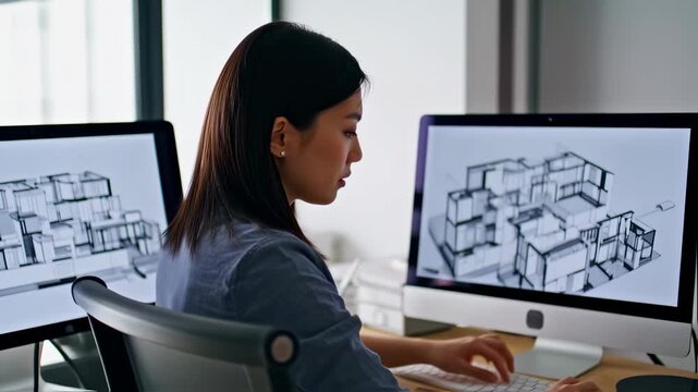 Architect working on digital house plan