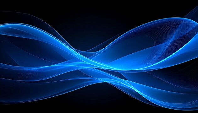 Abstract blue waves on black background - Powered by Adobe
