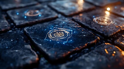 Glowing keyboard keys in dark atmosphere with water drops and dramatic lighting effects create moody tech ambiance for gaming or cybersecurity concepts.