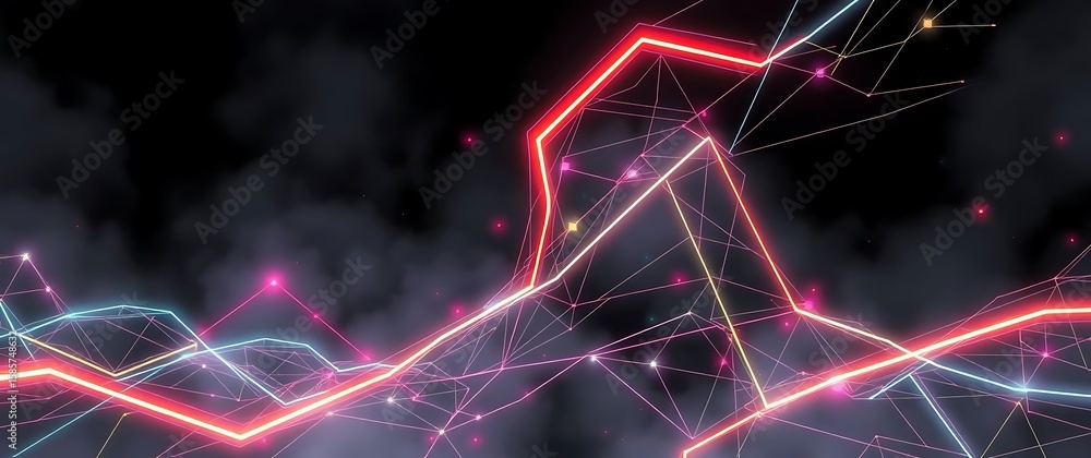 Poster a vibrant network of glowing data lines creates an abstract and futuristic background, symbolizing c