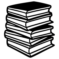 Stack of Books Sketchy Line Art Black and White Illustration Isolated on White Background pile monochrome