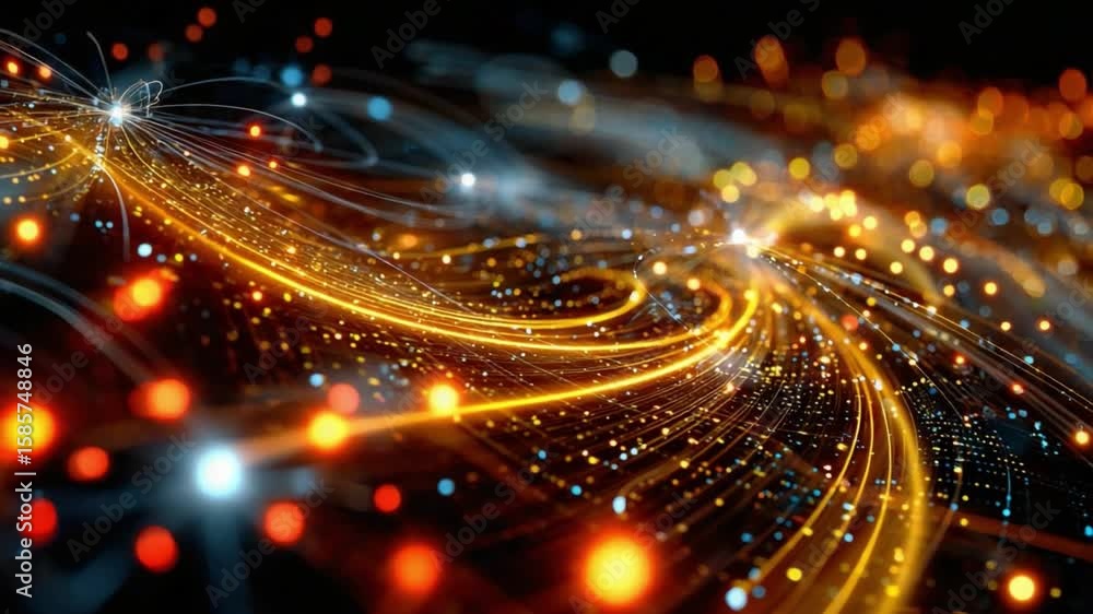 Aufkleber digital abstract light trail: dynamic and vibrant digital art, showcases streams of light and data t