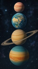Fototapeta premium Planets aligned in cosmic harmony.