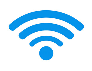  Flat Blue Wireless Internet Symbol with Rounded Edges &ndash; Clean White Background Vector