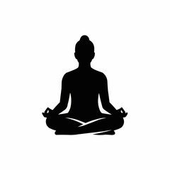 Vector silhouette of a person in a yoga seated meditation