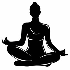 Vector silhouette of a person in a yoga seated meditation