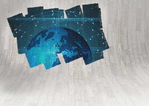 Fototapeta Display on wall showing earth graphic