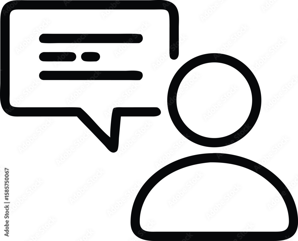 Poster minimal outline of person with speech bubble for communication