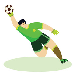 vector of a male soccer goalkeeper blocking the ball