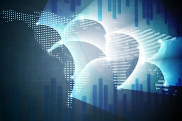 Global business graphic in blue