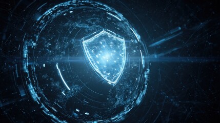  vibrant photo of global Digital Shield: A Futuristic Cyber Security Illustration.