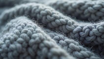 Knitted Wool Fabric Texture – Heather Gray with Soft Fibers & Cozy Thread Patterns (8K Ultra-Realistic Tactile Photography)