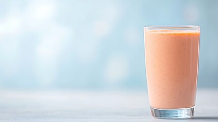 Refreshing peach smoothie in a tall glass on a bright day