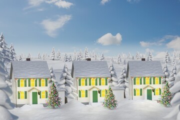 Houses in Christmas during winter