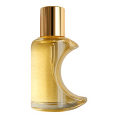 Naklejka premium Elegant golden perfume bottle with unique design on white background