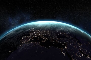 Illuminated Earth in space