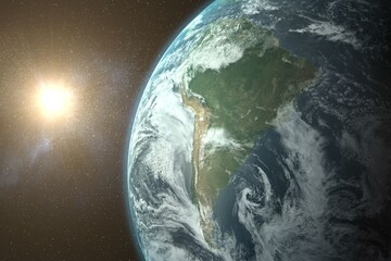 Planet earth against bright sun