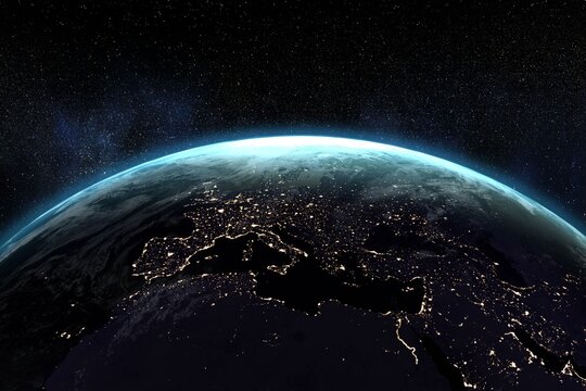 Fototapeta Illuminated Earth in space