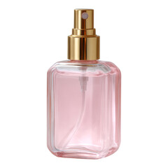 Elegant Pink Glass Bottle with Gold Spray Top for Fragrance or Lotion
