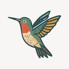 Obraz premium Colorful hummingbird vintage illustration.