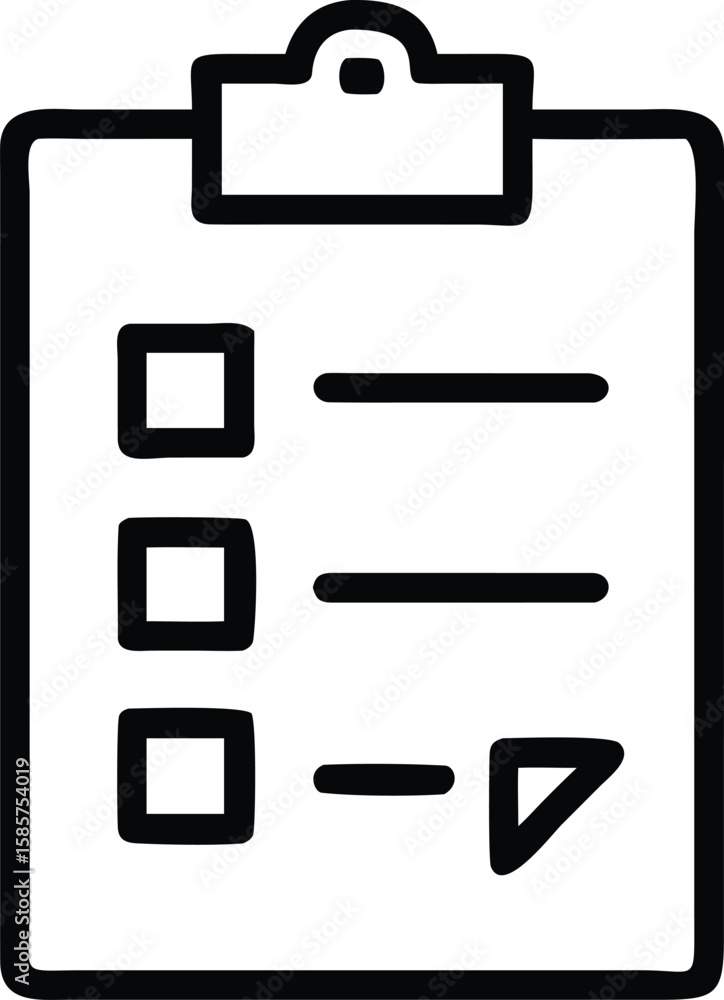 Aufkleber minimalist checklist icon with checkmark and boxes in bold outline