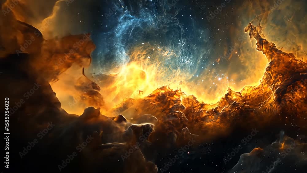 Poster celestial tapestry: a journey through the shifting colors and textures of deep space nebula