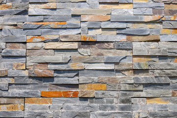 The colored brick walls in the exterior decoration design of buildings