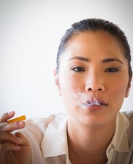 Smoking casual businesswoman