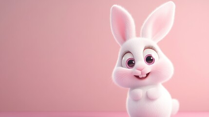 Obraz premium Cartoon cute white rabbit illustration