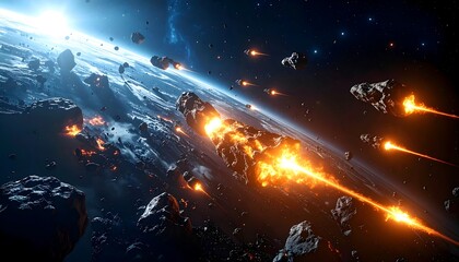 Asteroid impact on Earth, fiery debris