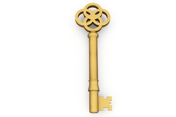 Digitally generated shiny gold key