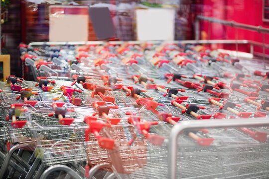 Shopping carts in supermarket