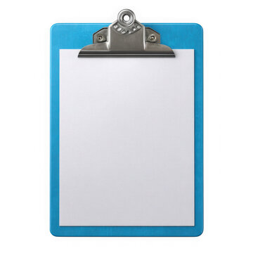 Blue clipboard with paper isolated on transparent background