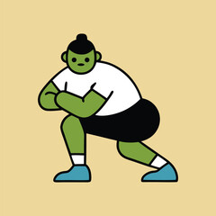 gardening squats exercise cartoon art