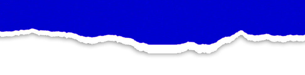 Realistic torn paper edge. Ripped blue paper mockup isolated on transparent background. Piece of rip paper PNG. mockup template