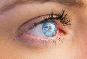 Close up of female blue eye