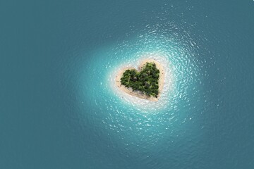 Tropical island in heart shape