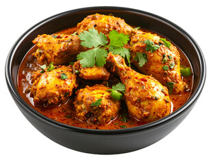 Cooked Village Chicken Curry Style – Whole Piece with Spices – Transparent Cutout