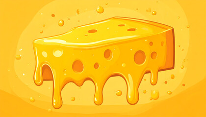 Melting Yellow Cheese Pixel Art Illustration