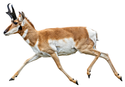 a speedy pronghorn antelope, Antilocapra americana, in full stride