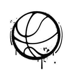 Graffiti Spray basket ball on isolated white background