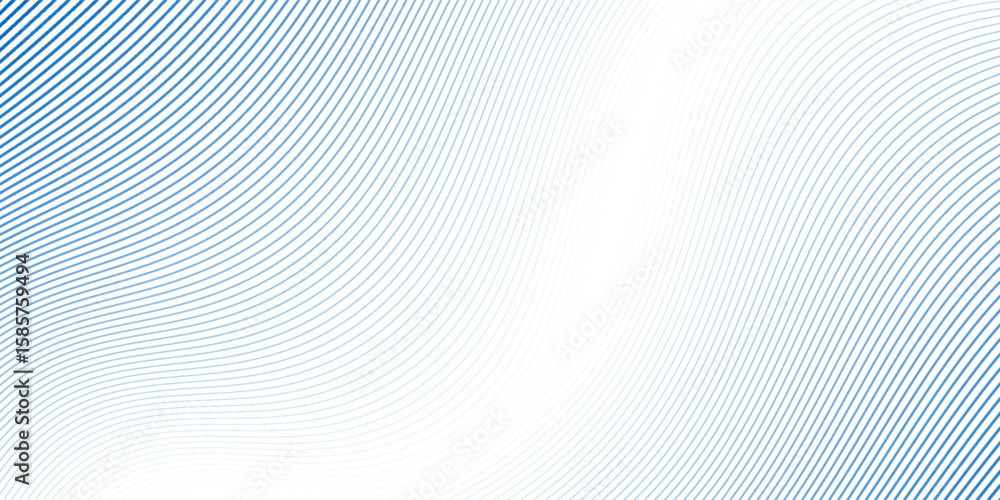 Poster abstract blue wave lines pattern on white background with space for your text