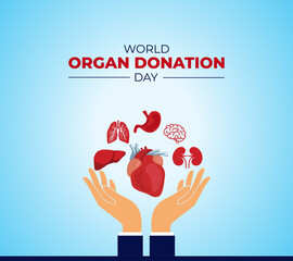 World Organ Donation Day. 13 August. Holiday concept. Template for background with banner, poster and card. Flat illustration. Vector illustration.