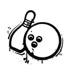 Graffiti Spray bowling ball on isolated white background