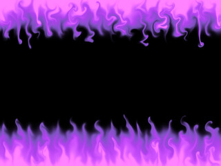  burning fire purple flame frame on black background